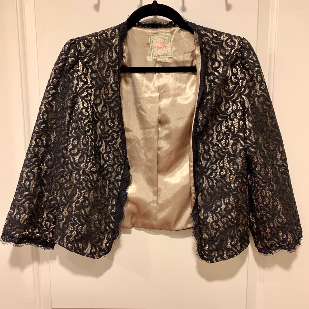 The Flying Tomato Black & Gold Lace Jacket